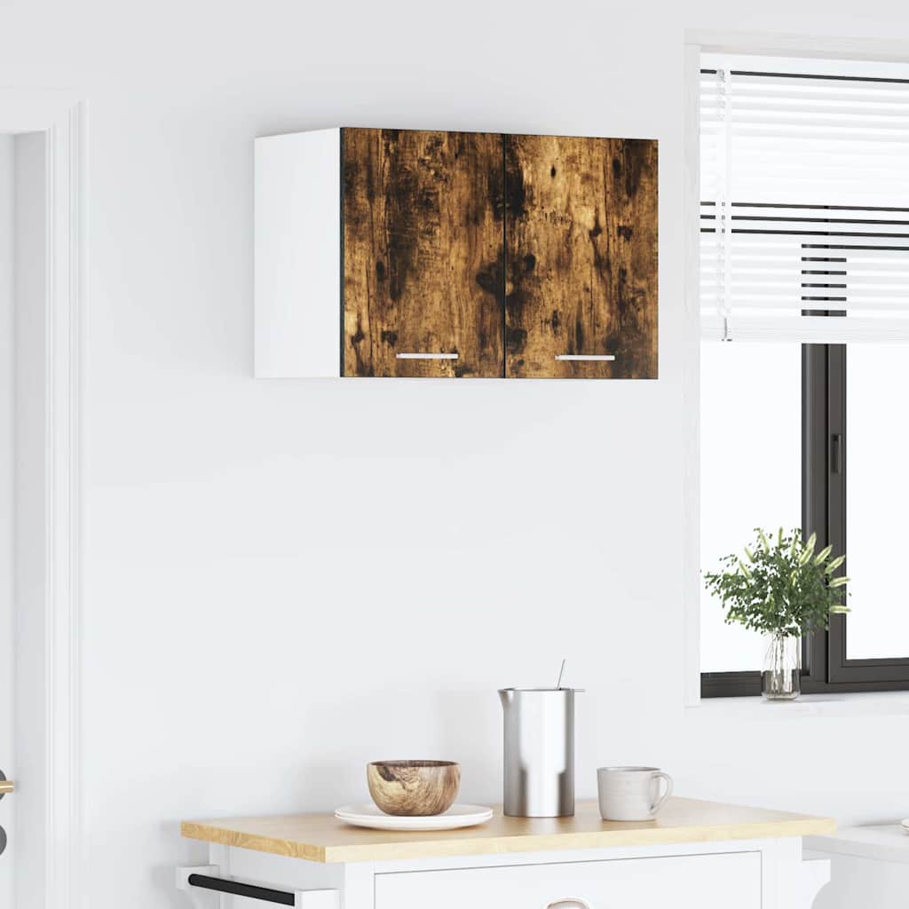 Armadio pensile con porta 2 pcs Rovere Affumicato e Bianco | homemem39