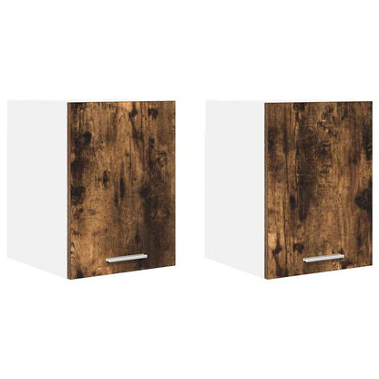 Armadio pensile con porta 2 pcs Rovere Affumicato e Bianco