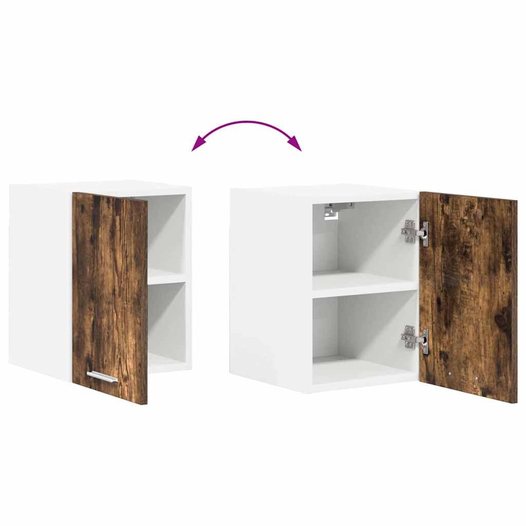Armadio pensile con porta 2 pcs Rovere Affumicato e Bianco