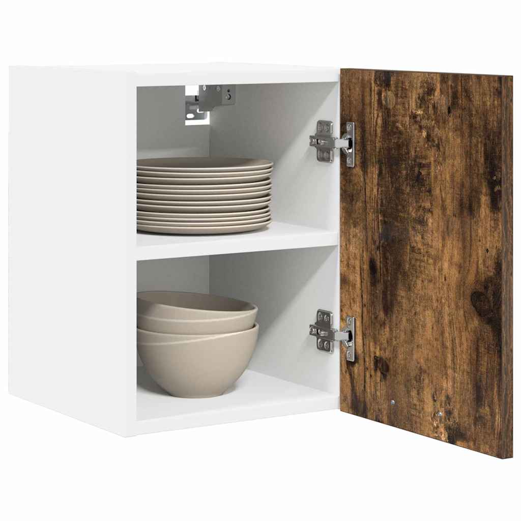 Armadio pensile con porta 2 pcs Rovere Affumicato e Bianco