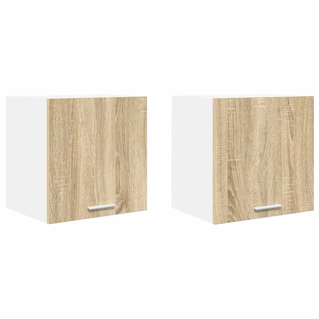 Armadio pensile con porta Riga 2 pcs Quercia Sonoma e Bianca | homemem39