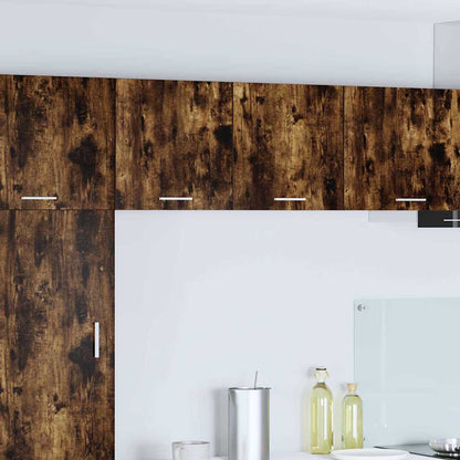 Armadio pensile con porta 2 pcs Rovere Affumicato e Bianco | homemem39
