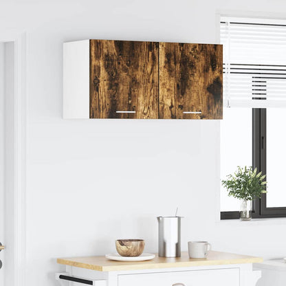Armadio pensile con porta 2 pcs Rovere Affumicato e Bianco | homemem39