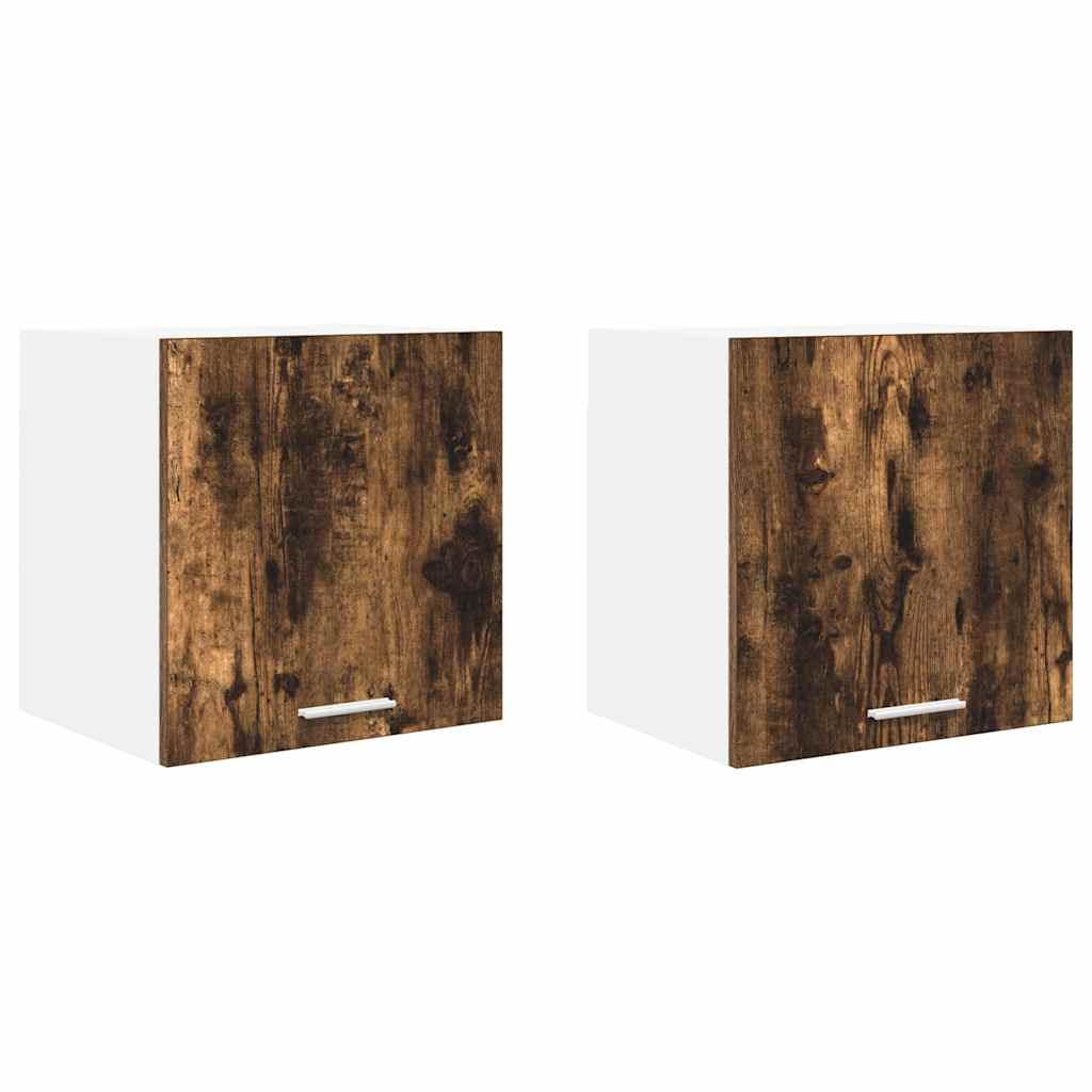 Armadio pensile con porta 2 pcs Rovere Affumicato e Bianco | homemem39