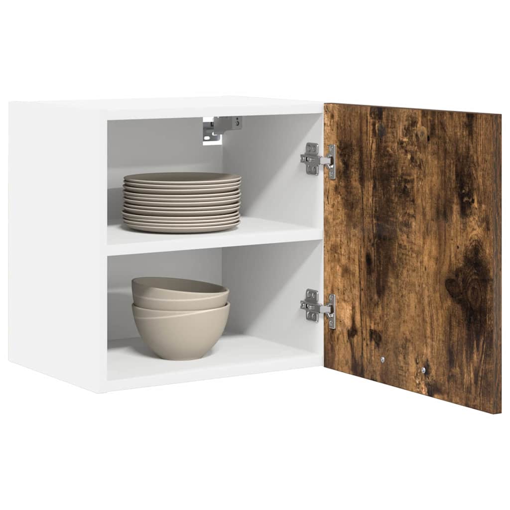 Armadio pensile con porta 2 pcs Rovere Affumicato e Bianco | homemem39