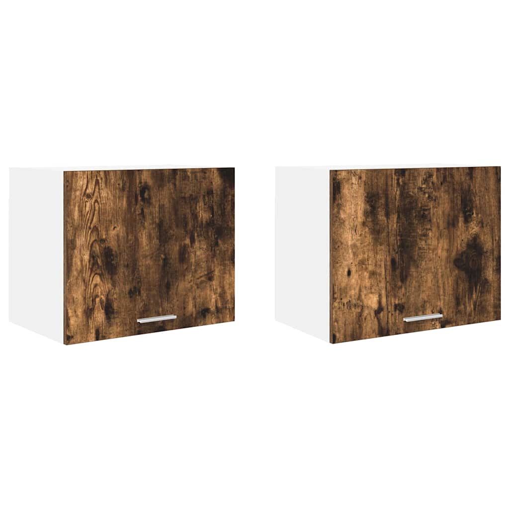 Armadio pensile con porta 2 pcs Rovere Affumicato e Bianco | homemem39