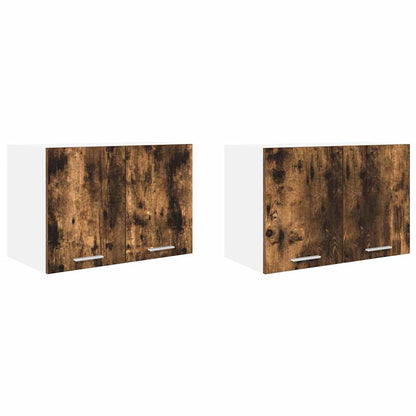 Armadio pensile con porta 2 pcs Rovere Affumicato e Bianco
