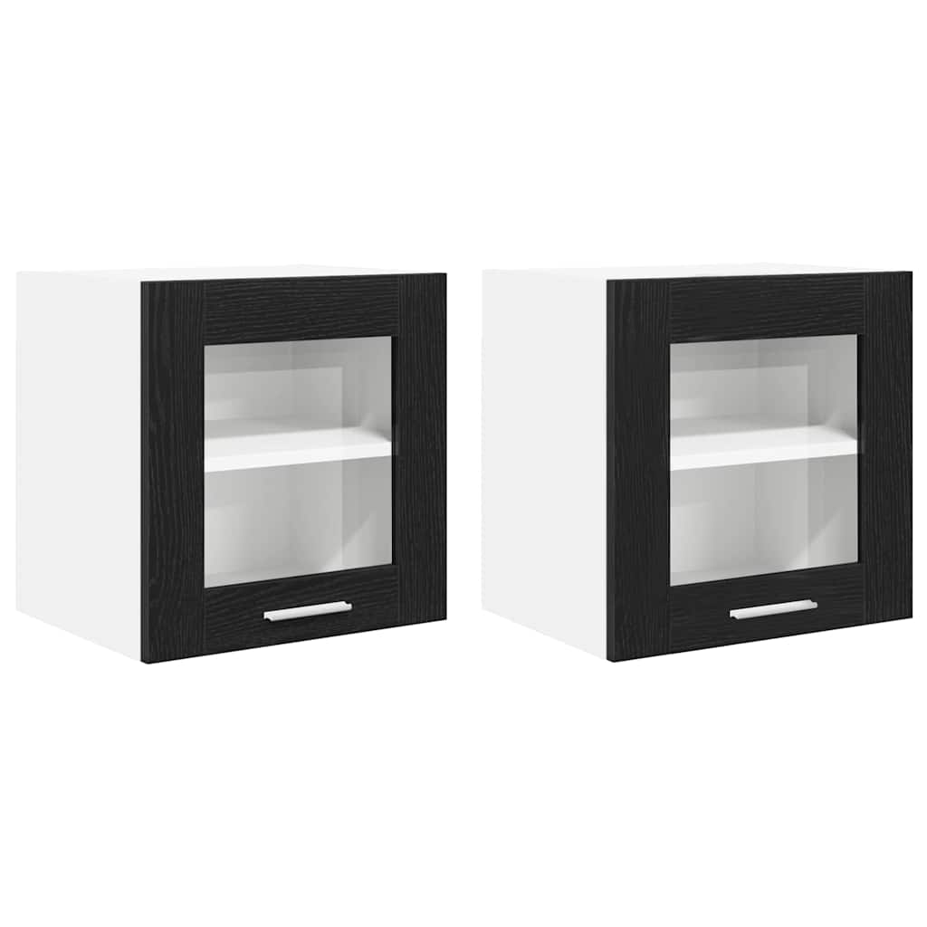 Armadio pensile con porta 2 pcs Rovere Nero 40 x 31 x 40 cm | homemem39