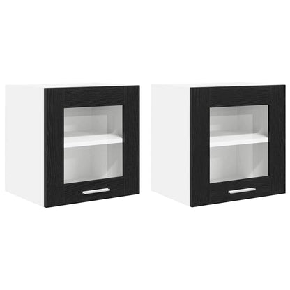 Armadio pensile con porta 2 pcs Rovere Nero 40 x 31 x 40 cm | homemem39