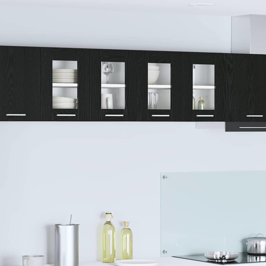 Armadio pensile con porta 2 pcs Rovere Nero 60 x 31 x 40 cm | homemem39