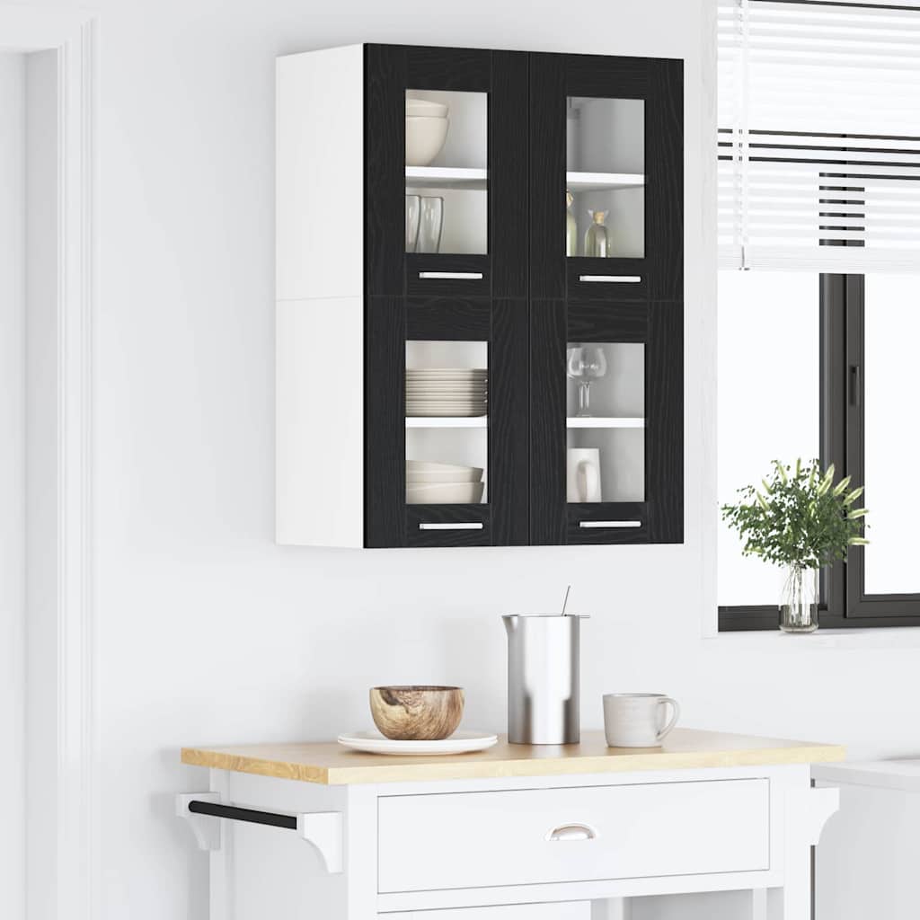 Armadio pensile con porta 2 pcs Rovere Nero 60 x 31 x 40 cm | homemem39