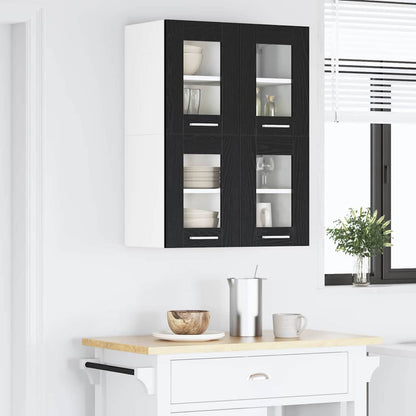 Armadio pensile con porta 2 pcs Rovere Nero 60 x 31 x 40 cm | homemem39