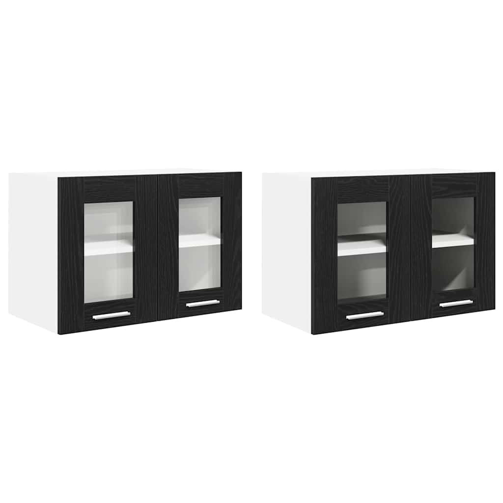 Armadio pensile con porta 2 pcs Rovere Nero 60 x 31 x 40 cm | homemem39