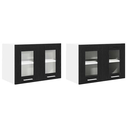 Armadio pensile con porta 2 pcs Rovere Nero 60 x 31 x 40 cm