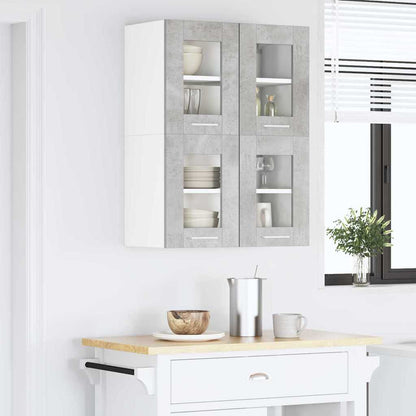 Armadio pensile con porta 2 pcs Grigio cemento 60 x 31 x 40 cm