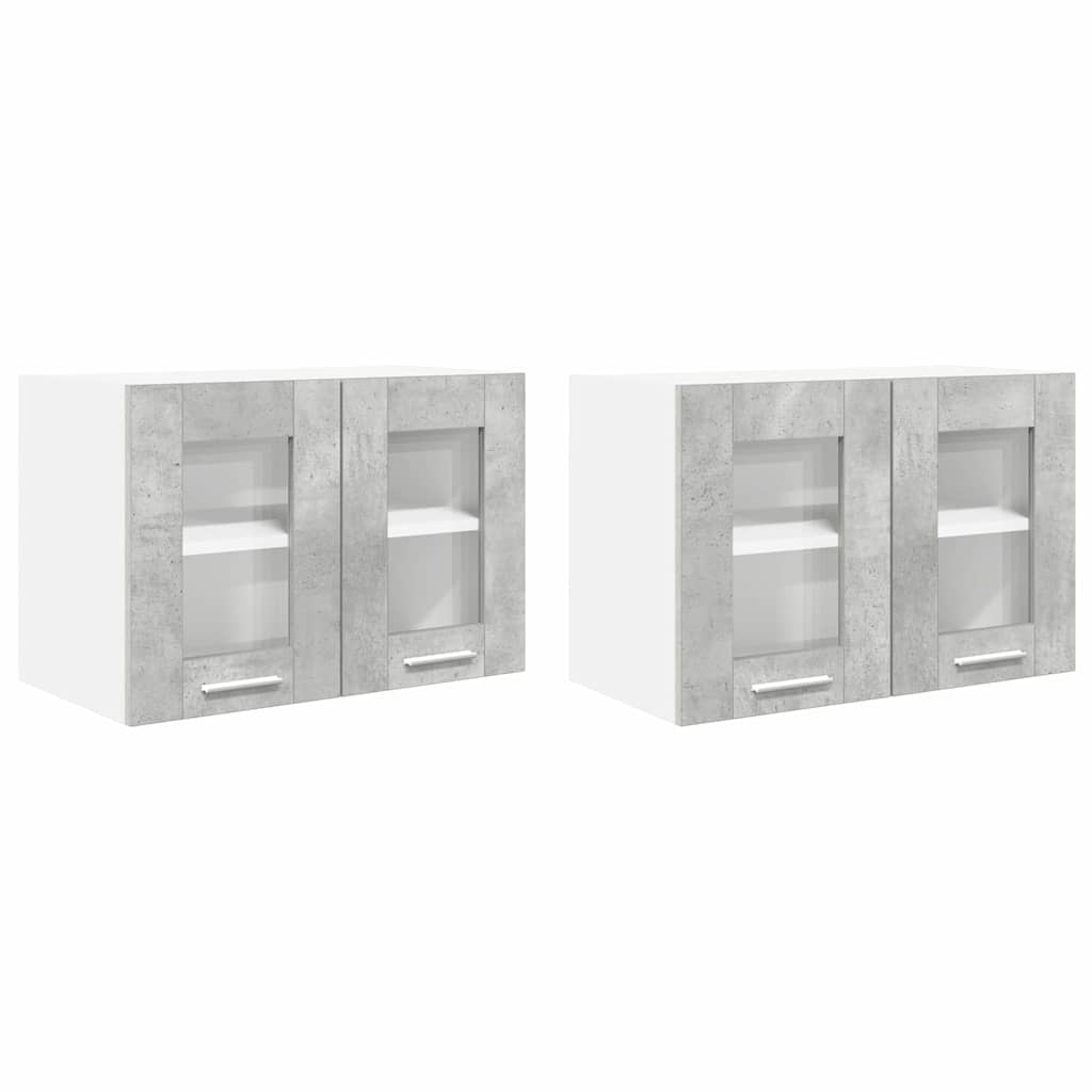 Armadio pensile con porta 2 pcs Grigio cemento 60 x 31 x 40 cm