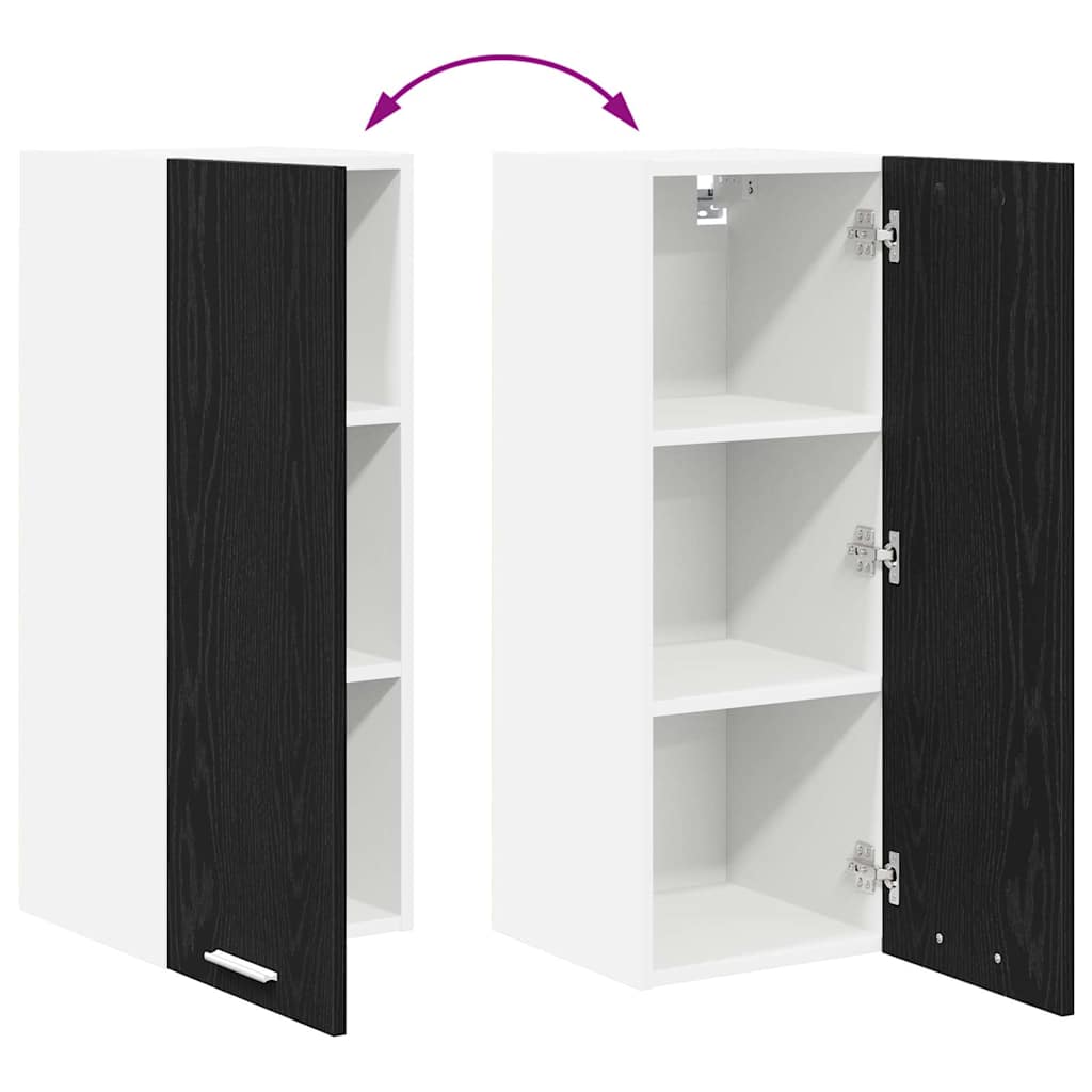Armadio pensile con porta Rovere Nero e Bianco 30 x 31 x 80 cm
