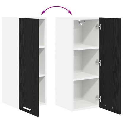 Armadio pensile con porta Rovere Nero e Bianco 30 x 31 x 80 cm