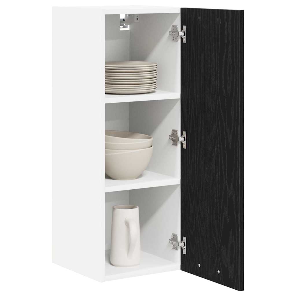 Armadio pensile con porta Rovere Nero e Bianco 30 x 31 x 80 cm