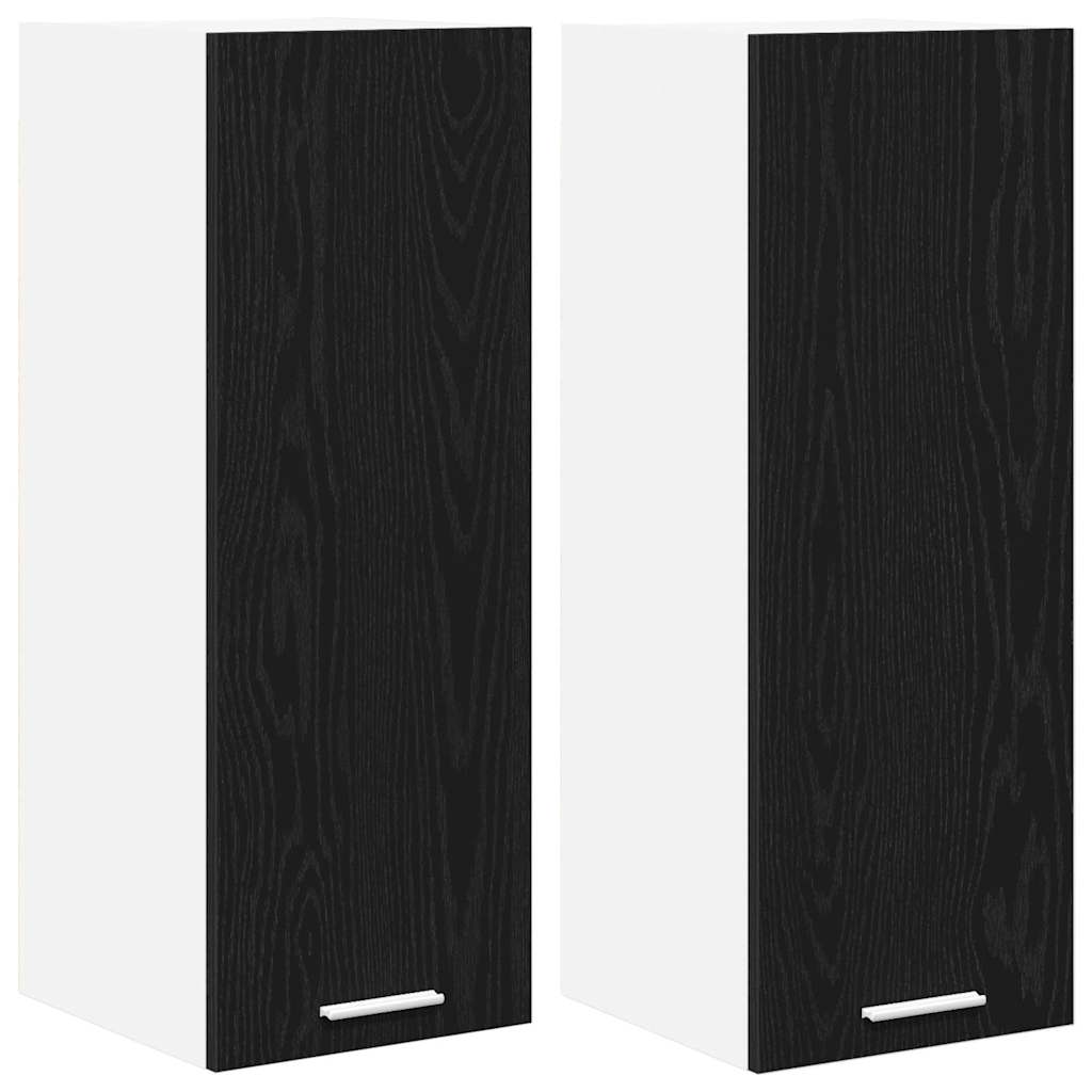 Armadio pensile 2 pcs Rovere Nero e Bianco 30 x 31 x 80 cm