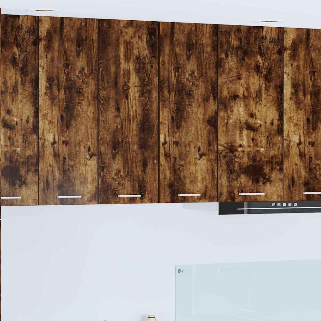 Armadio pensile con porta Riga 2 pcs Rovere Affumicato e Bianco