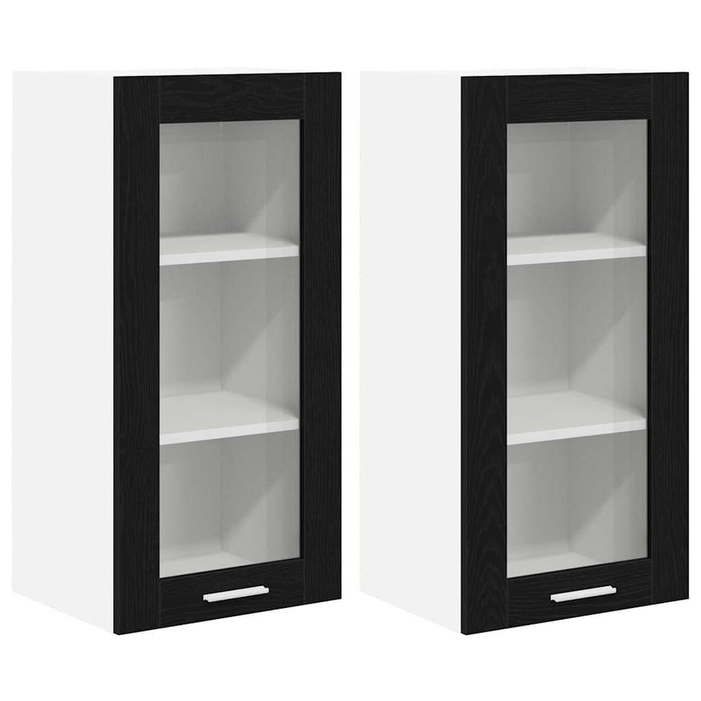 Armadio pensile con porta 2 pcs Rovere Nero 40 x 31 x 80 cm