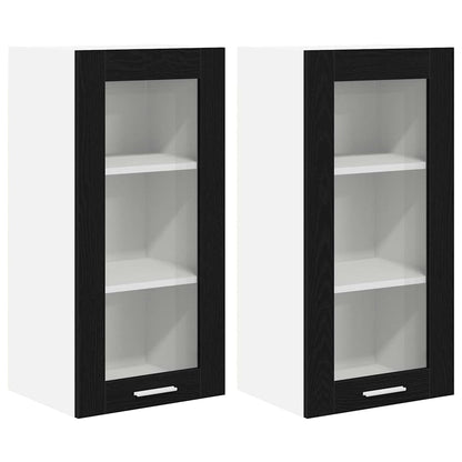 Armadio pensile con porta 2 pcs Rovere Nero 40 x 31 x 80 cm