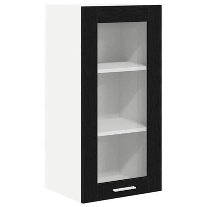 Armadio pensile con porta 2 pcs Rovere Nero 40 x 31 x 80 cm