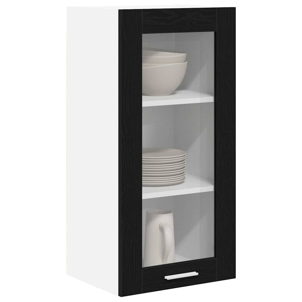 Armadio pensile con porta 2 pcs Rovere Nero 40 x 31 x 80 cm | homemem39