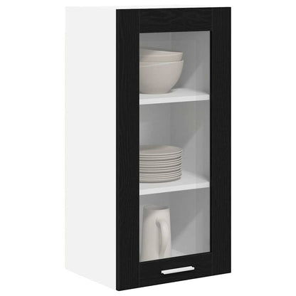 Armadio pensile con porta 2 pcs Rovere Nero 40 x 31 x 80 cm