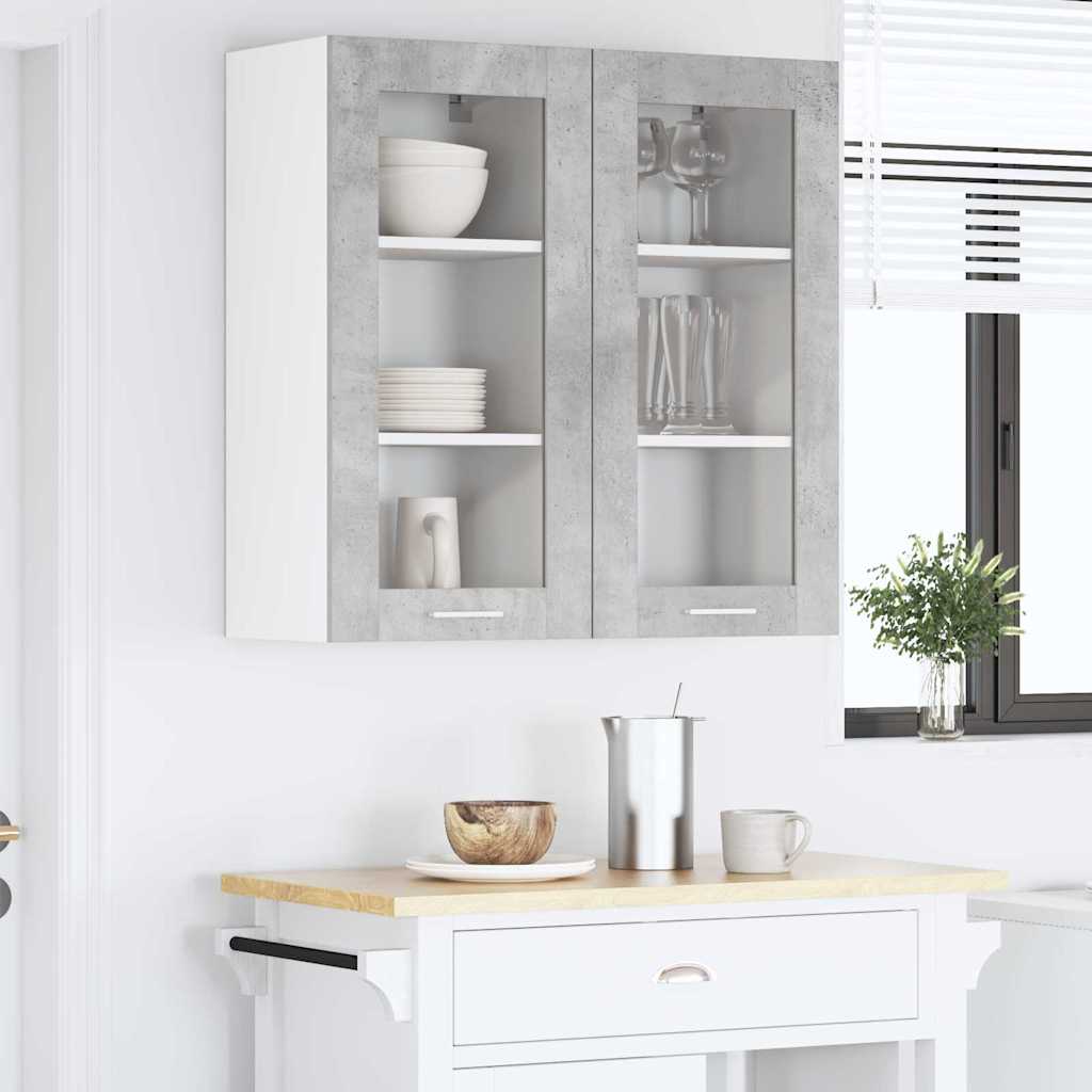 Armadio pensile con porta 2 pcs Grigio cemento 40 x 31 x 80 cm | homemem39