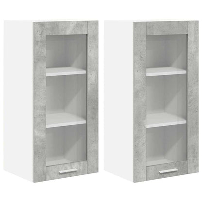 Armadio pensile con porta 2 pcs Grigio cemento 40 x 31 x 80 cm | homemem39