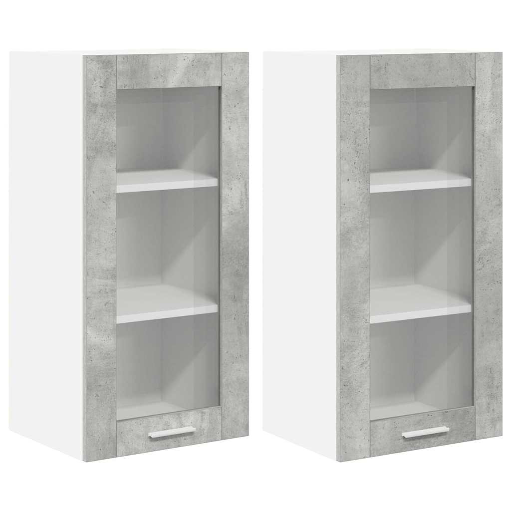 Armadio pensile con porta 2 pcs Grigio cemento 40 x 31 x 80 cm