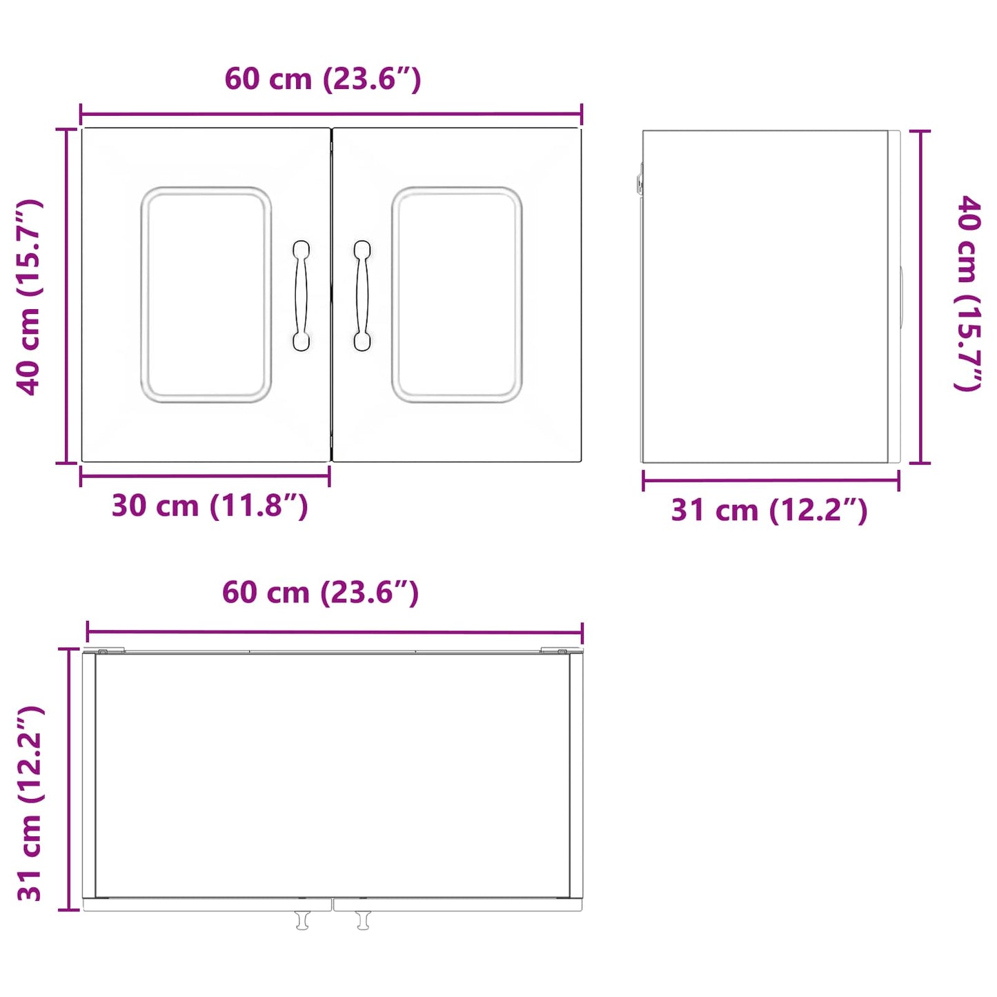 Pannello lavastoviglie Kalmar Legno vecchio 60 x 31 x 40 cm