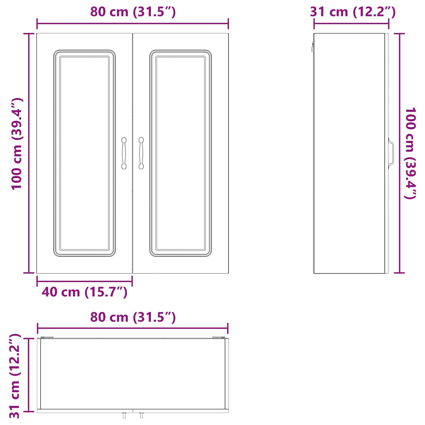 Pannello lavastoviglie Kalmar Rovere Marrone 80 x 31 x 100 cm