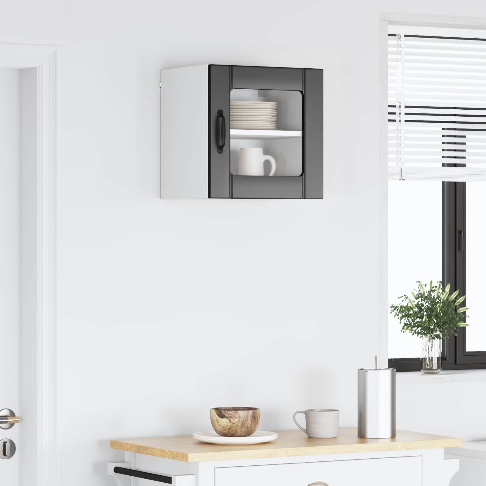 Mobile in vetro da parete LUCCA Nero 40 x 31 x 40 cm | homemem39