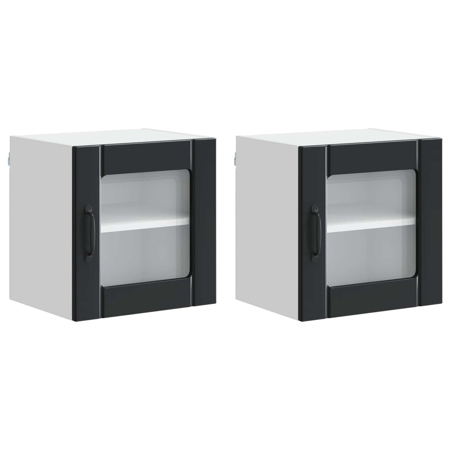 Mobile in vetro da parete LUCCA 2 pcs Nero 40 x 31 x 40 cm | homemem39