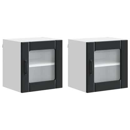 Mobile in vetro da parete LUCCA 2 pcs Nero 40 x 31 x 40 cm