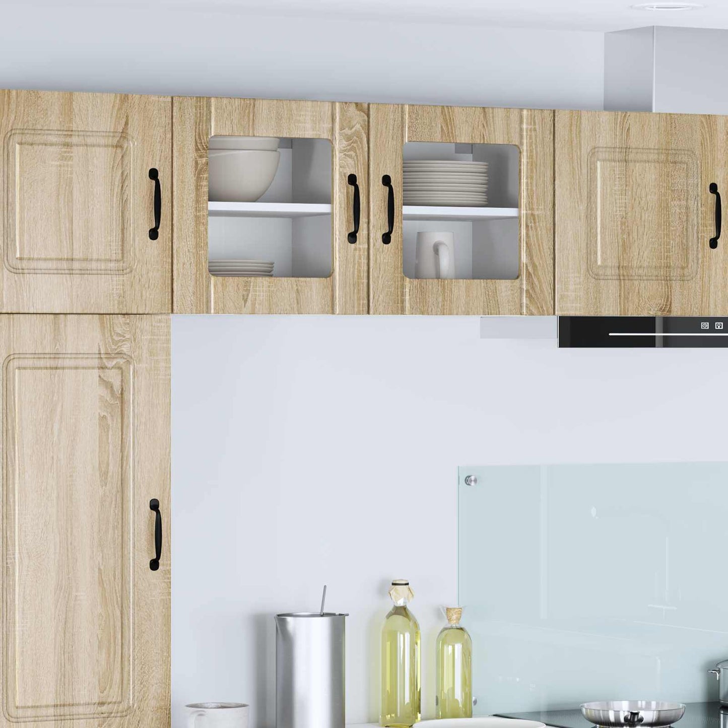 Mobile in vetro da parete LUCCA 2 pcs Rovere Sonoma | homemem39