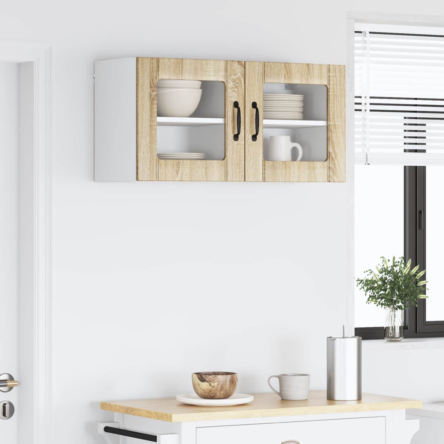 Mobile in vetro da parete LUCCA 2 pcs Rovere Sonoma | homemem39
