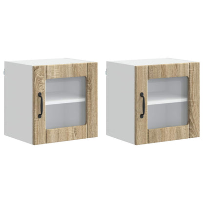 Mobile in vetro da parete LUCCA 2 pcs Rovere Sonoma | homemem39