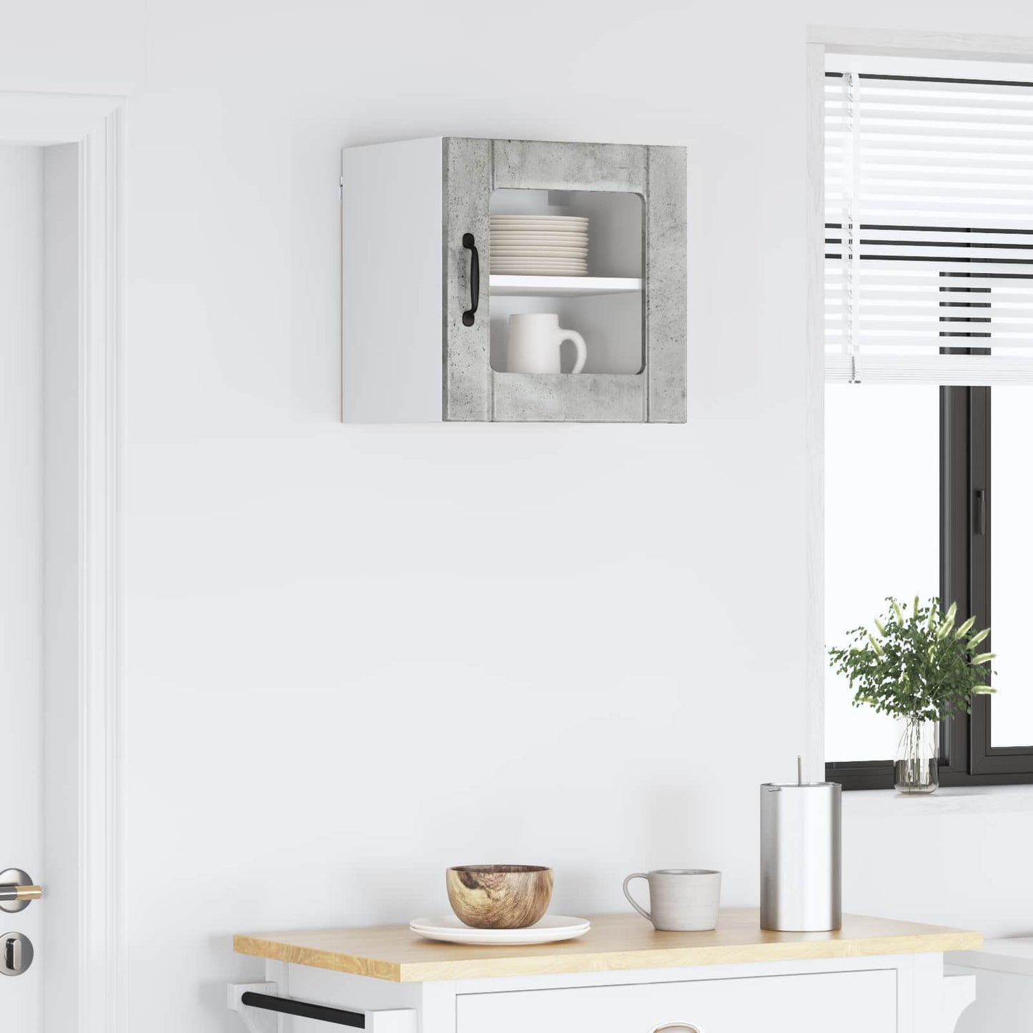 Mobile in vetro da parete LUCCA Grigio Cemento 40 x 31 x 40 cm | homemem39