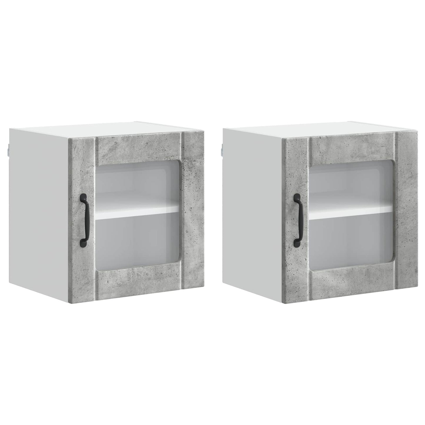 Mobile in vetro da parete LUCCA 2 pcs Grigio Cemento | homemem39