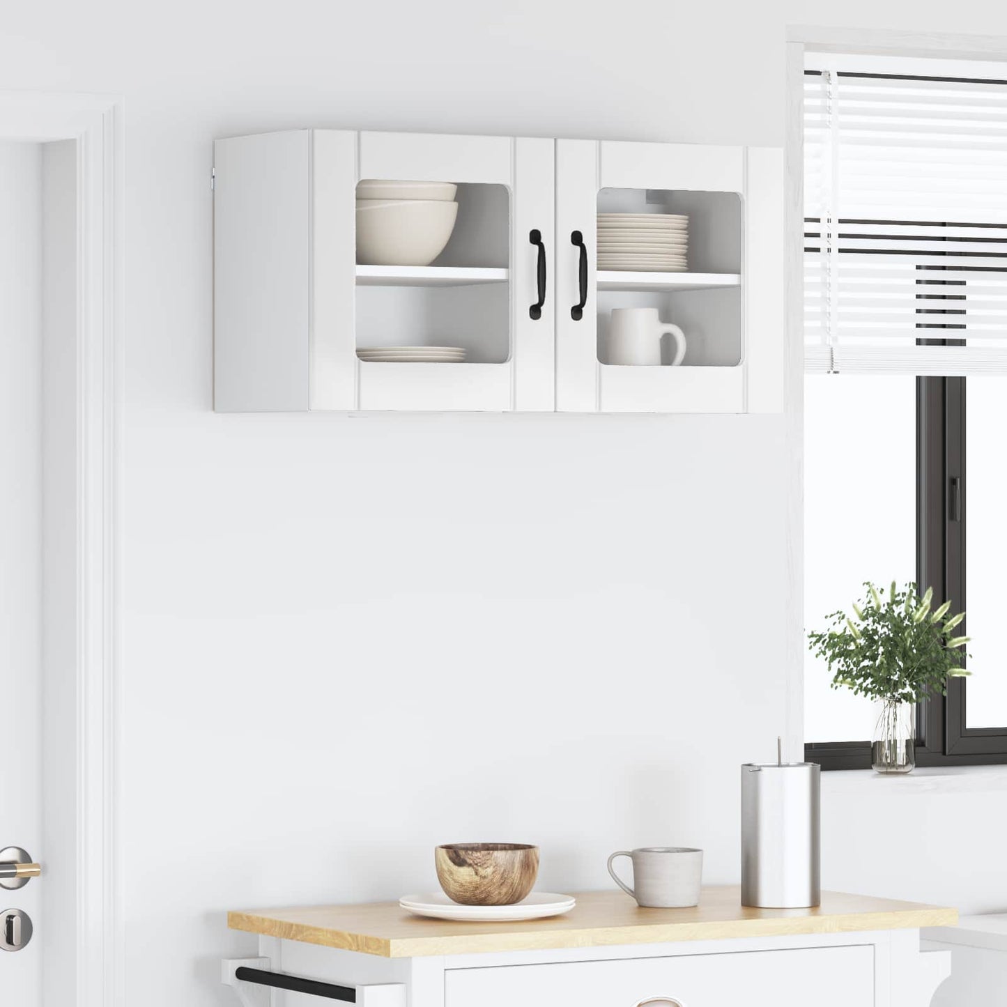 Mobile in vetro da parete LUCCA 2 pcs Bianco Lucido | homemem39
