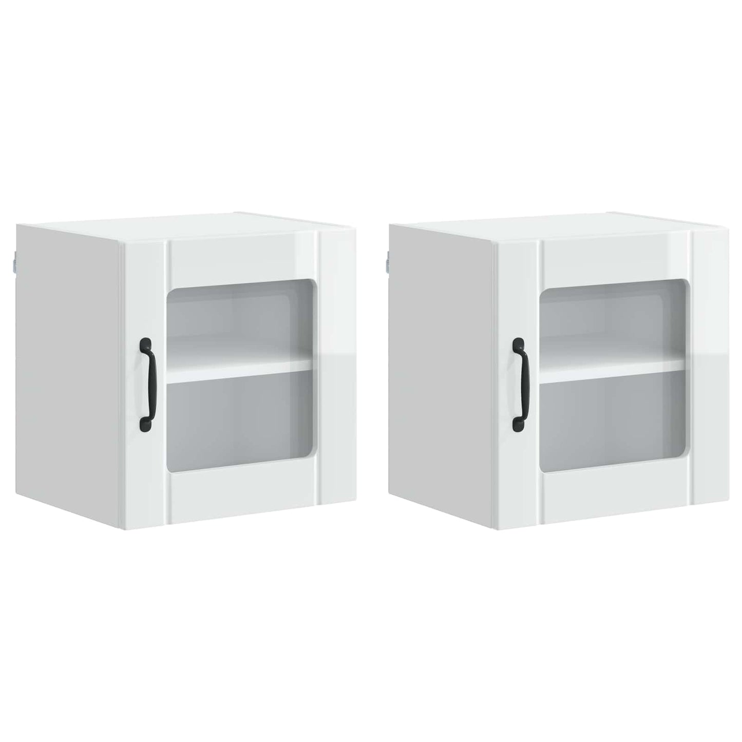 Mobile in vetro da parete LUCCA 2 pcs Bianco Lucido | homemem39