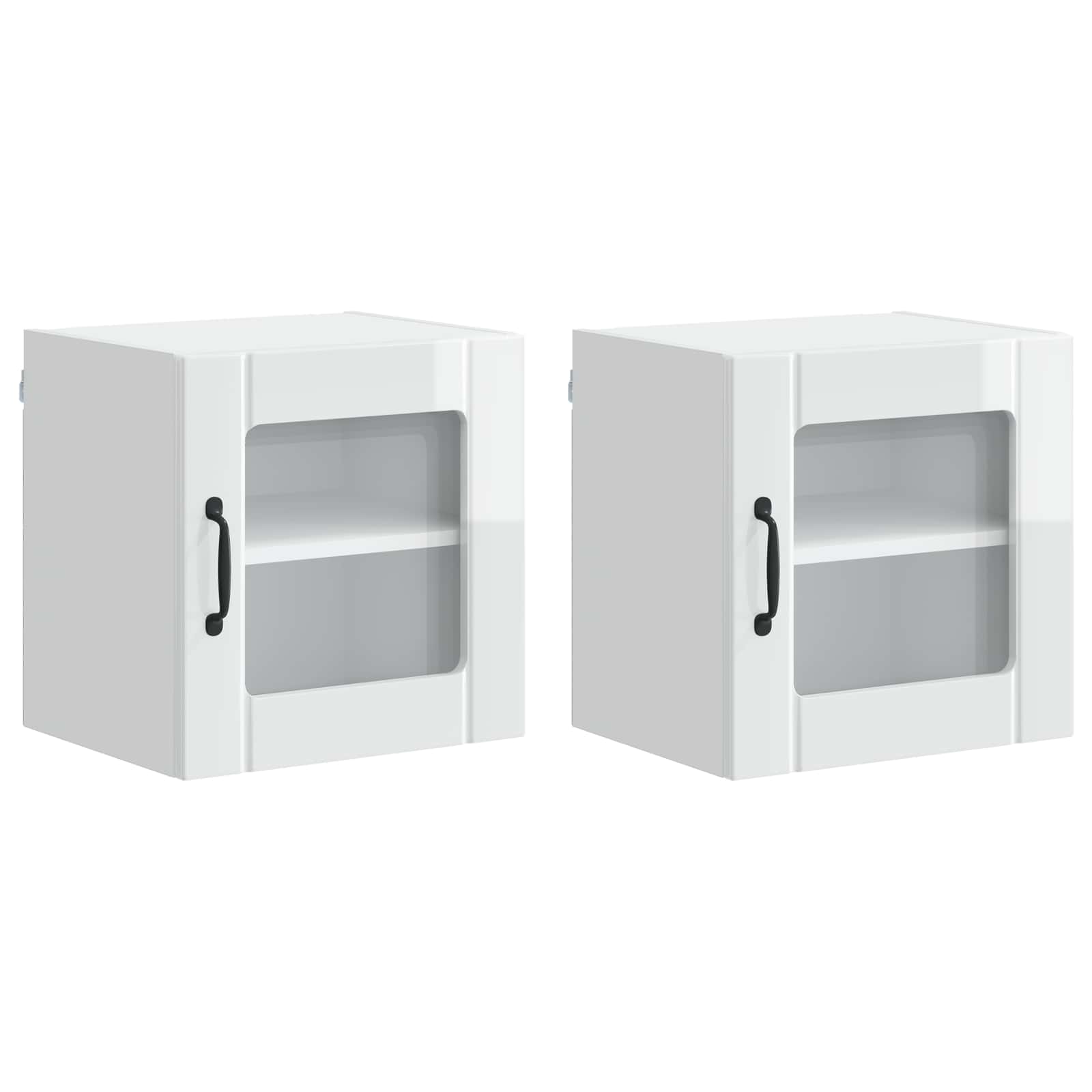 Mobile in vetro da parete LUCCA 2 pcs Bianco Lucido | homemem39