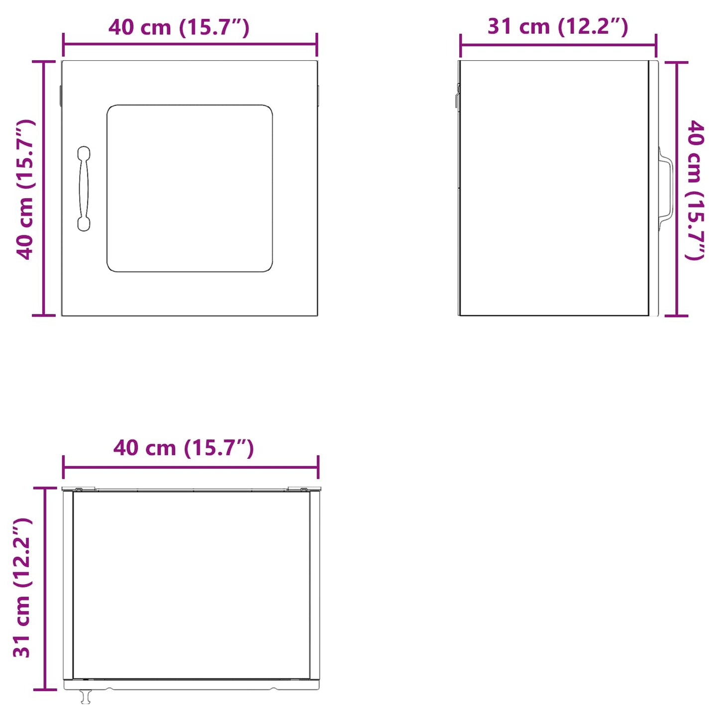 Mobile in vetro da parete LUCCA Rovere Fumo 40 x 31 x 40 cm
