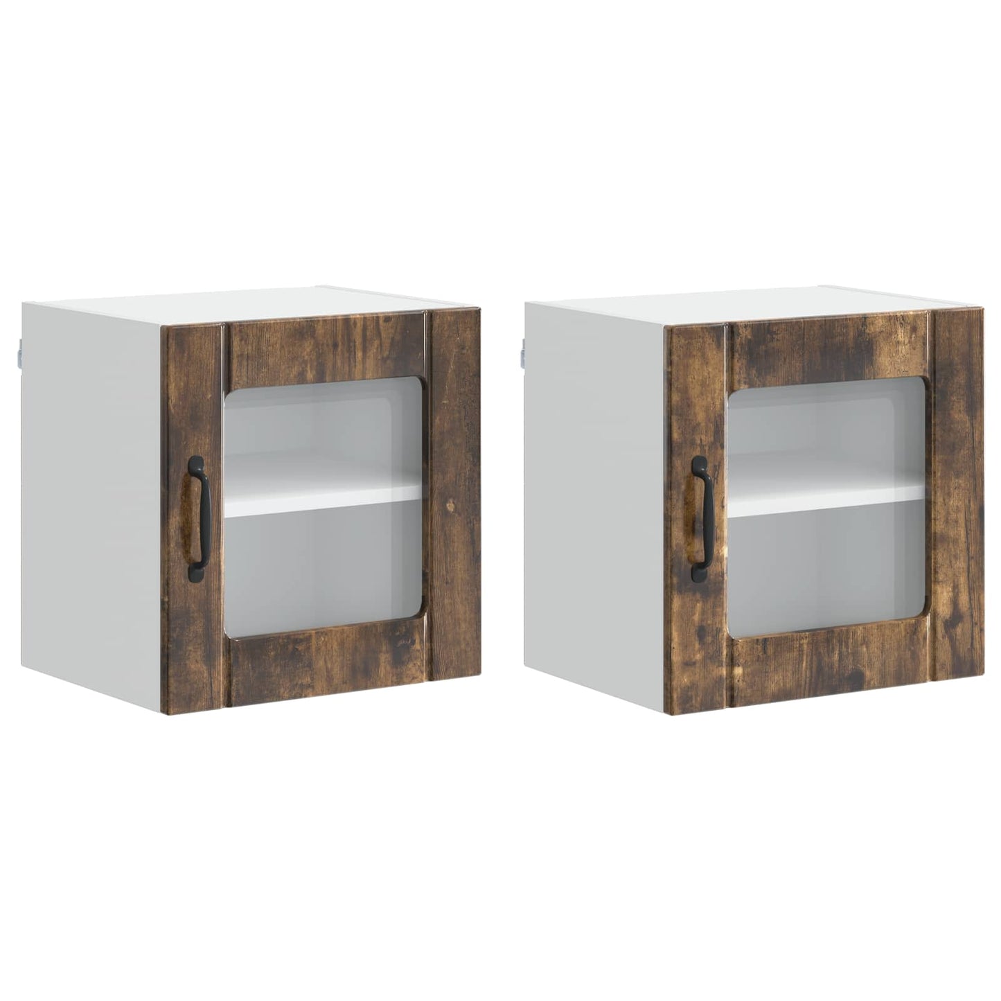Mobile in vetro da parete LUCCA 2 pcs Rovere Fumo | homemem39