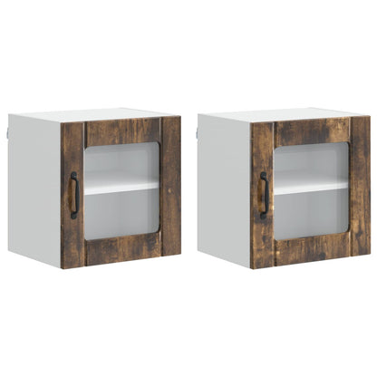 Mobile in vetro da parete LUCCA 2 pcs Rovere Fumo | homemem39