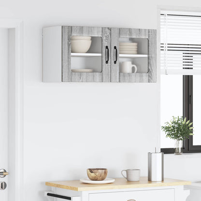 Mobile in vetro da parete LUCCA 2 pcs Grigio Sonoma | homemem39